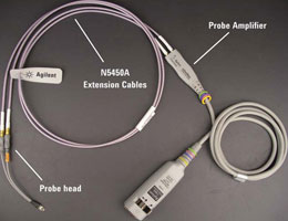 Agilent InfiniiMax probe head equipped with extension cables and amplifier cable